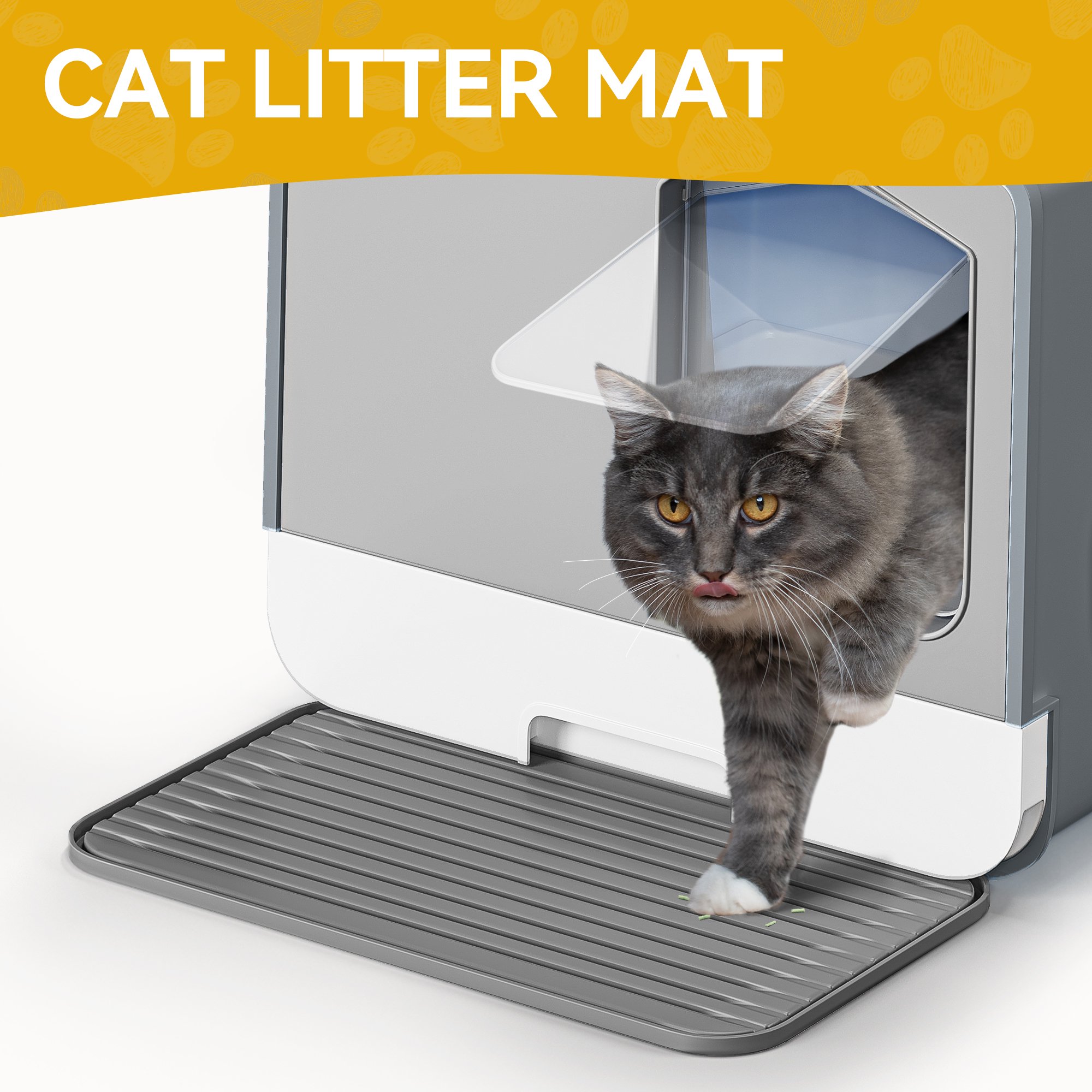 Dextrus Extra Large Hooded Cat Litter Box with Odor Control, Scoop, Mat, Easy to Clean, Gray-45*40*45cm - Image 4