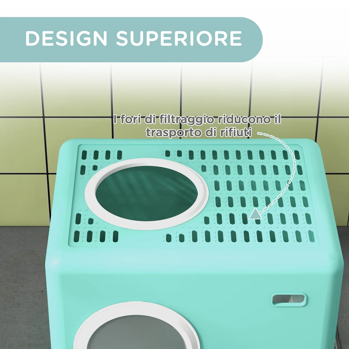 Cat Litter Box with Lid and Scoop, Double Entrance and Removable Tray, 52x41x38.5 cm - Image 2