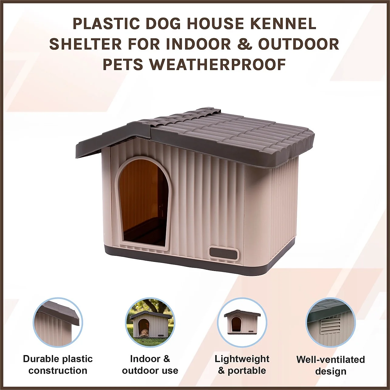 Plastic Dog House Kennel Shelter for Indoor & Outdoor Pets, Weatherproof-60 × 51 × 41 cm - Image 6
