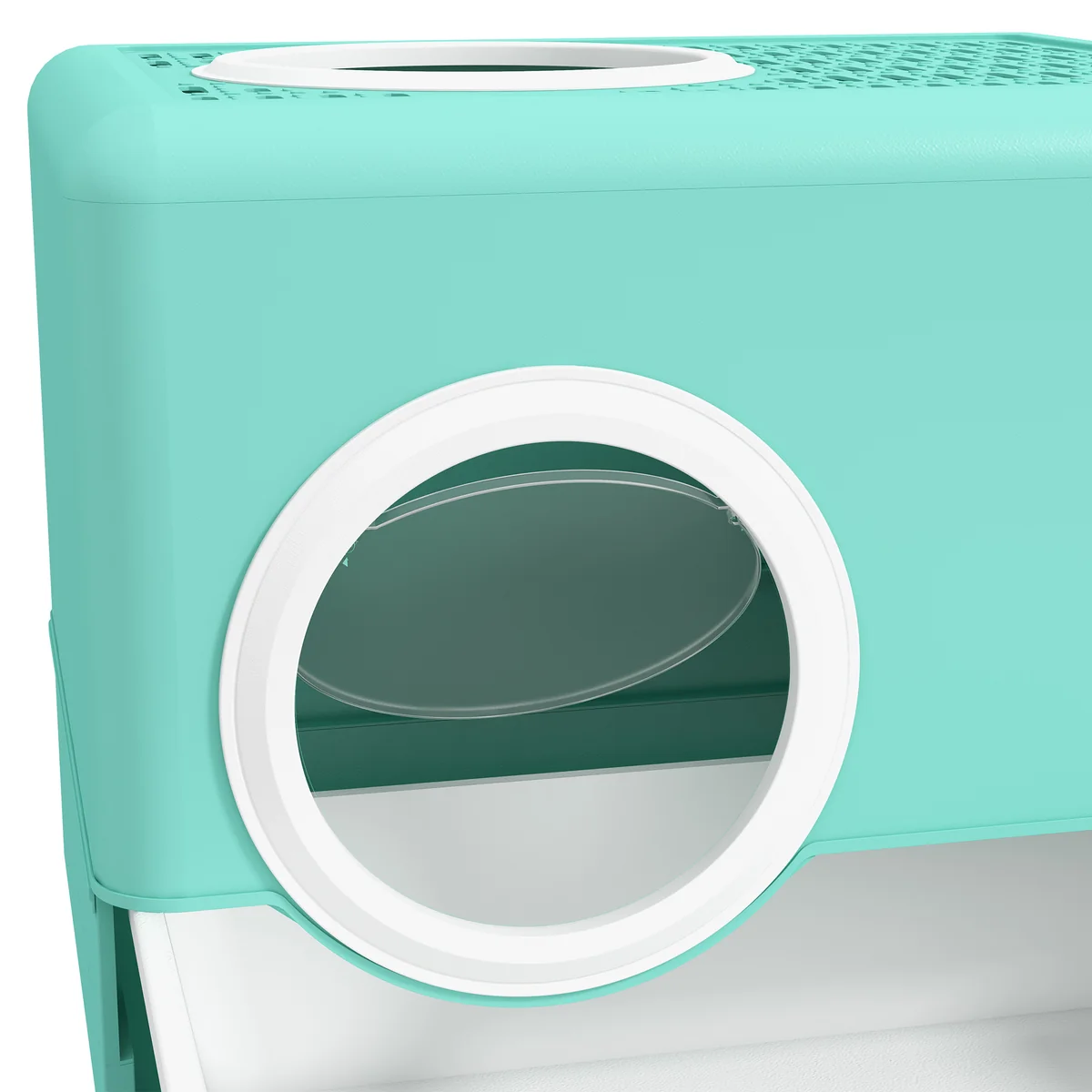 Cat Litter Box with Lid and Scoop, Double Entrance and Removable Tray, 52x41x38.5 cm - Image 5