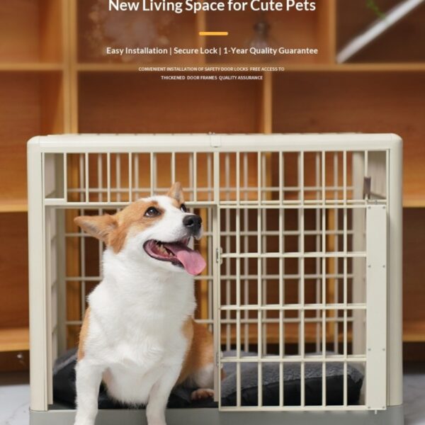 Resin Dog Cage with Toilet for Home Indoor Small and Medium Dogs, Poodle Pet Dog House with Swivel Wheels, Enclosure Fence Cage