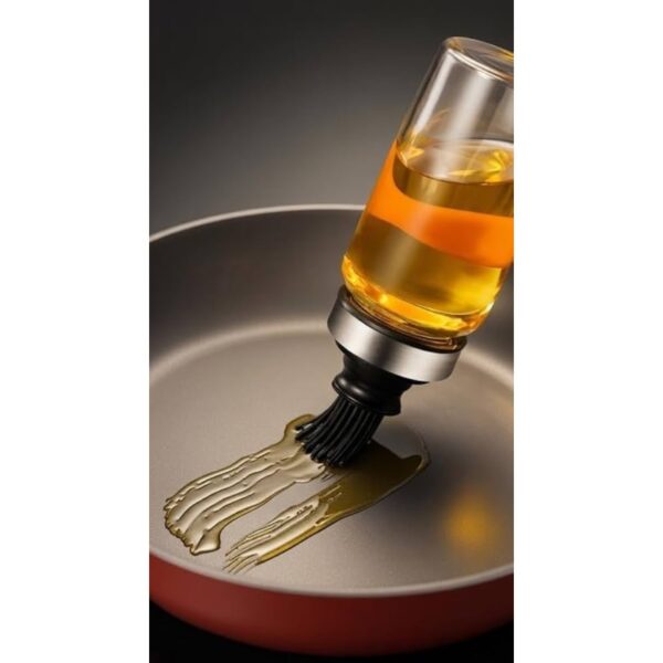 GION Glass Oil Bottle with Silicone Basting Brush 200ml Olive Oil Dispenser for Kitchen Precise Brushing & Pouring for BBQ Grilling Pancakes Vegetables Meat