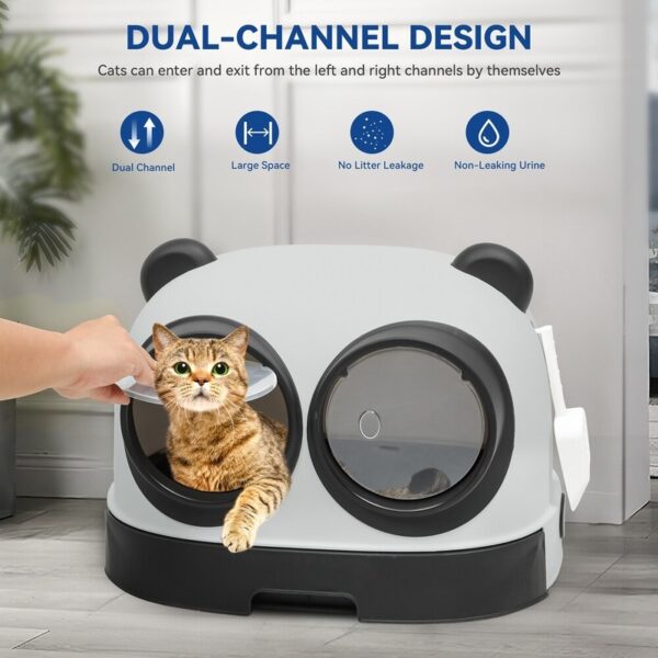 Moasis Panda-look Plastic Cat Litter Box w/ 2 Doors -56*44*40