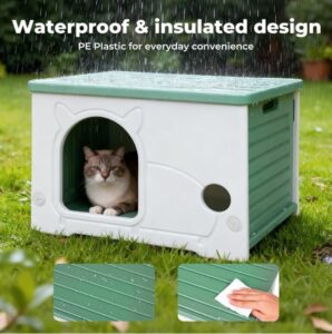 Plastic pet House for Indoor Outdoor, Weatherproof Outside, Stackable Cat Shelter