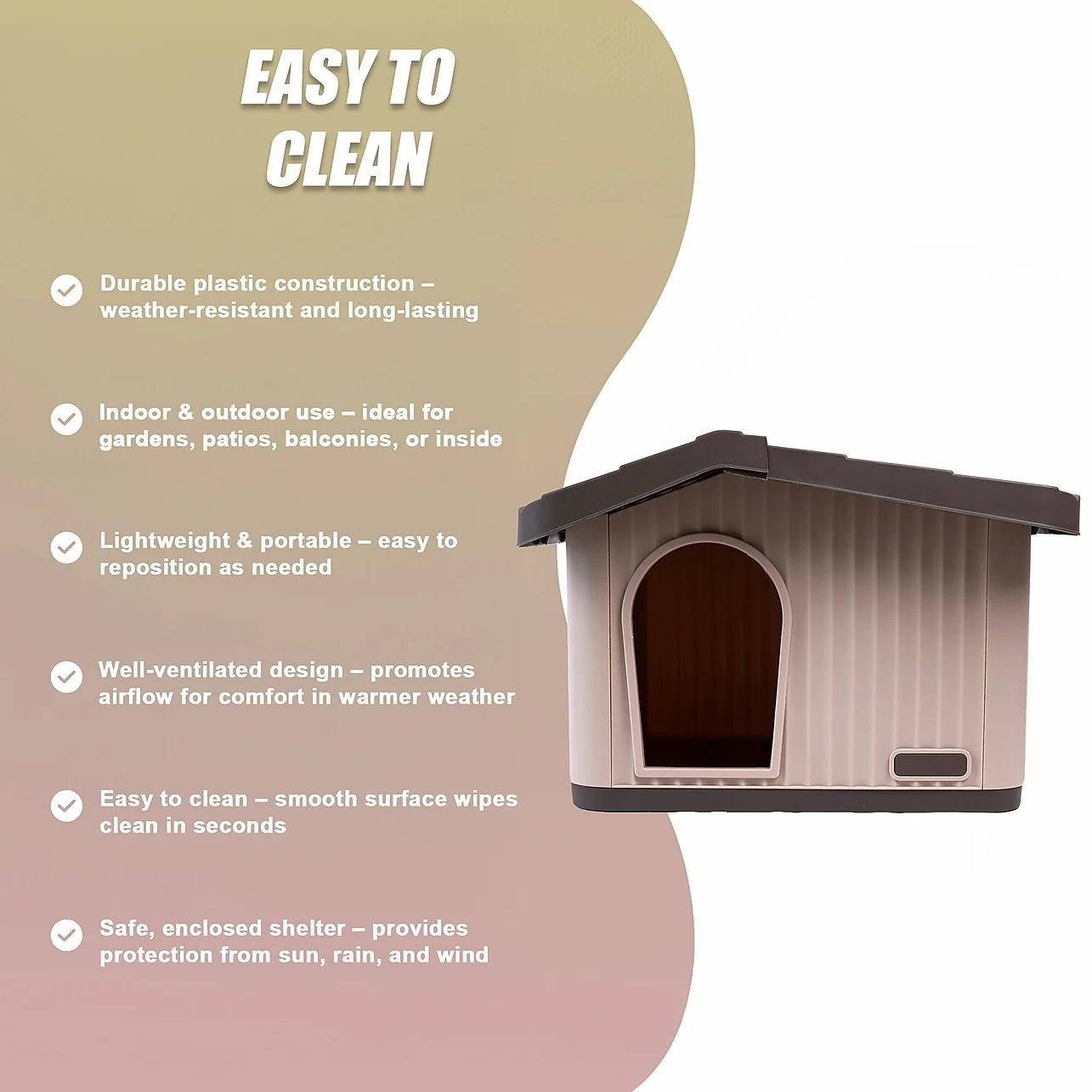 Plastic Dog House Kennel Shelter for Indoor & Outdoor Pets, Weatherproof-60 × 51 × 41 cm - Image 9