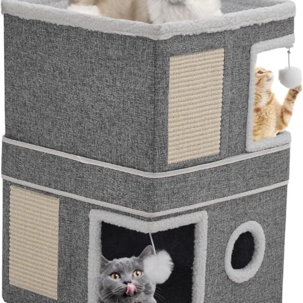 2 story foldable cat house condo 40Dx40Wx63H cm
