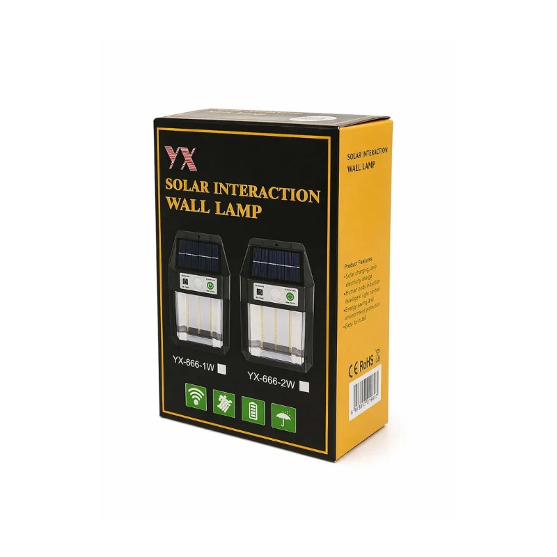 800mAh 600LM Filament Solar Interaction Wall Lamp, Outdoor Waterproof Yellow Ambiance Light